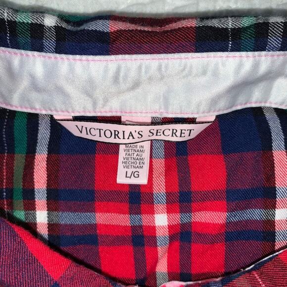 Perfect Victoria’s Secret flannel red blue sleep shirt Size Large - Picture 2 of 4